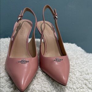 Coach Pink Leather Pointed-Toe Slingback Pumps